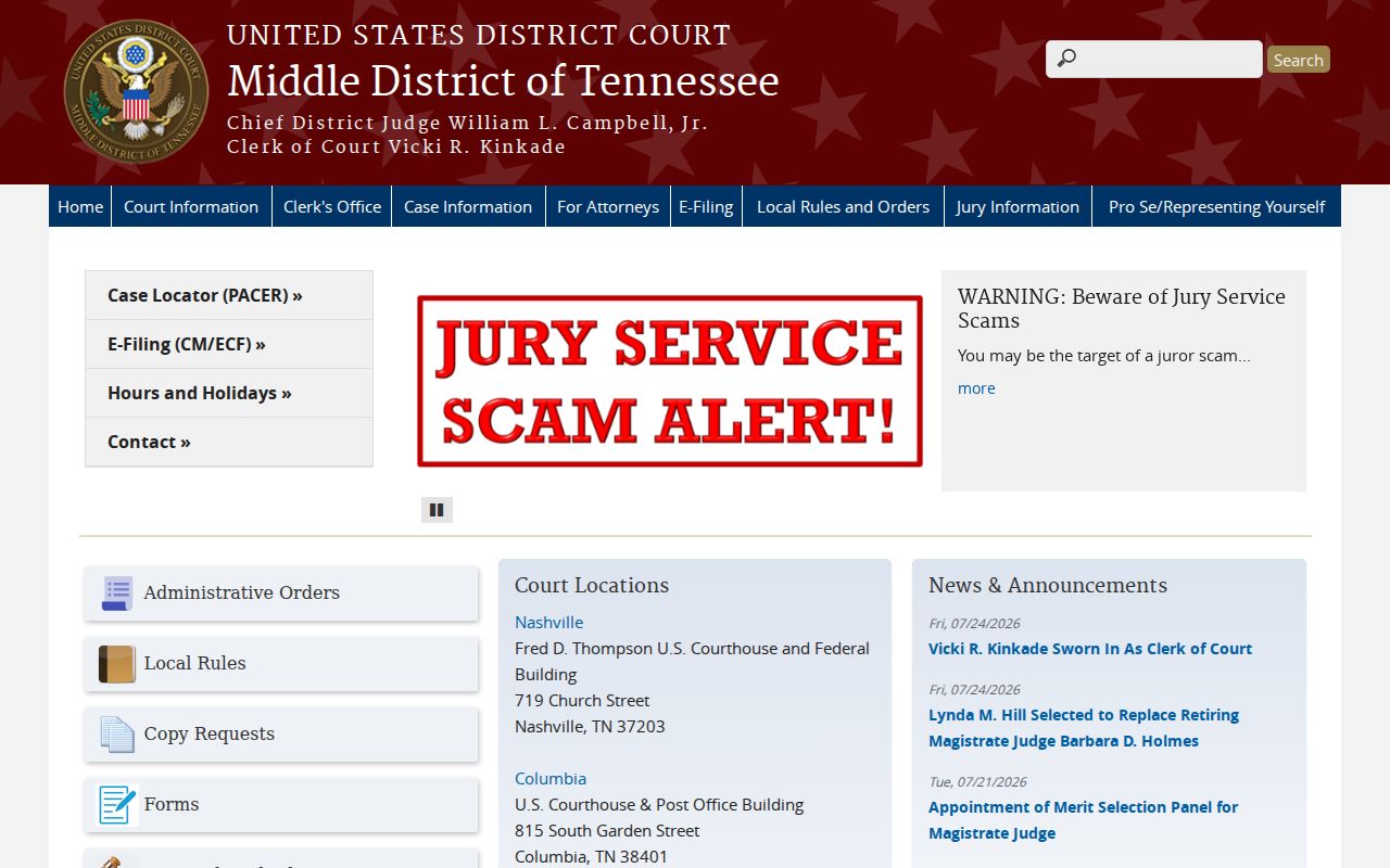 Macon County criminal court case reference for the federal Middle District of Tennessee
