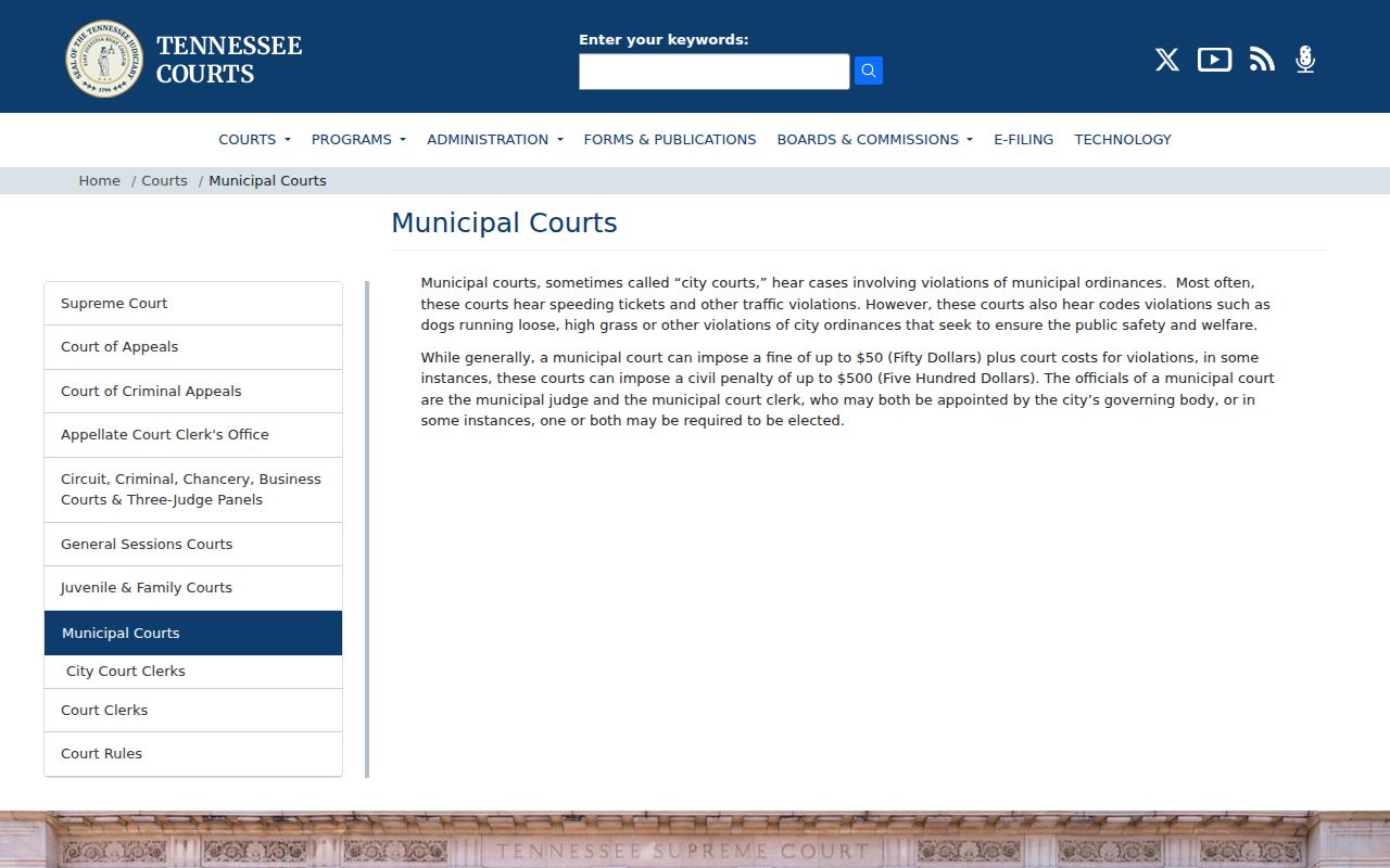 Macon County court case lookup reference for Tennessee municipal court scope