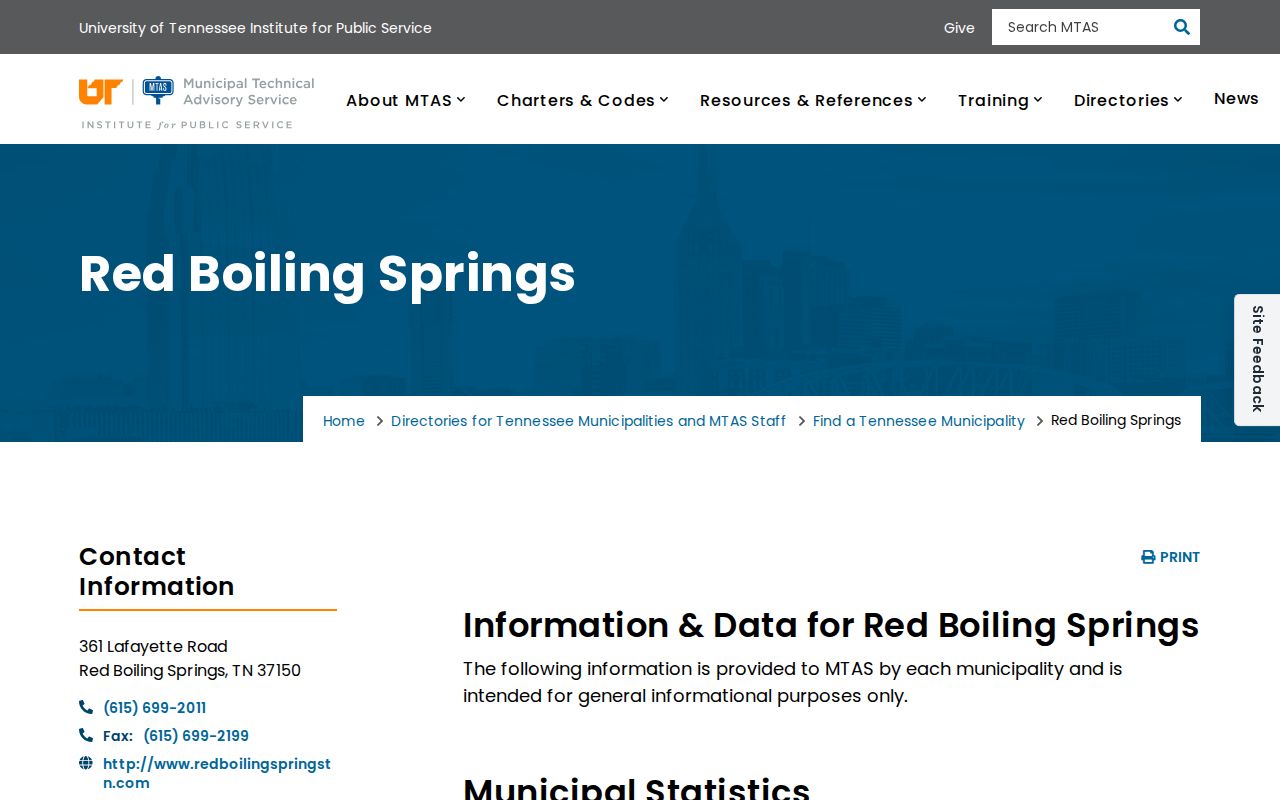 Red Boiling Springs record check municipal profile in Macon County