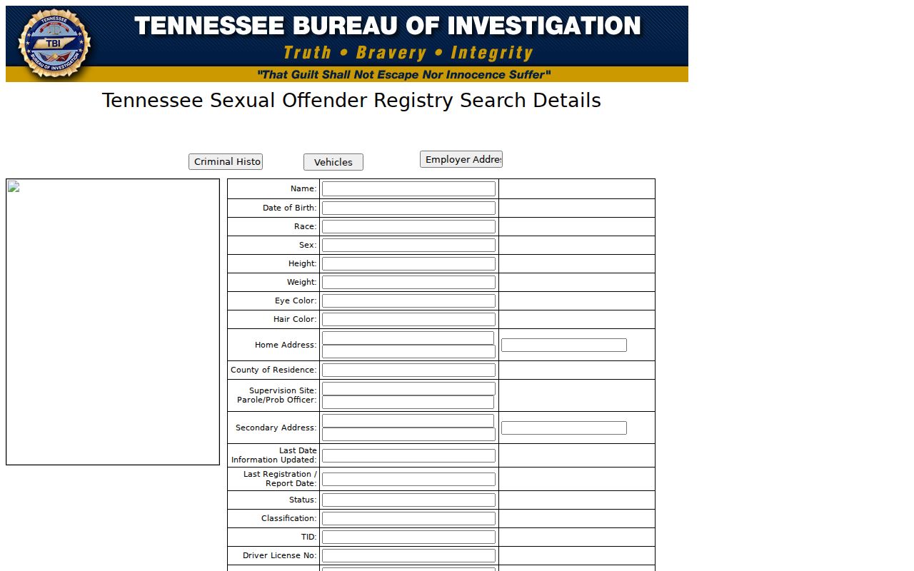 Macon County sex offender registry profile field layout
